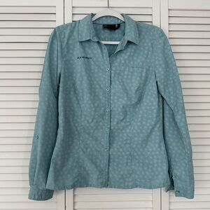 Mammut Long Sleeve Women’s Teal Button Down Hiking Shirt Outdoor Camping Sz M